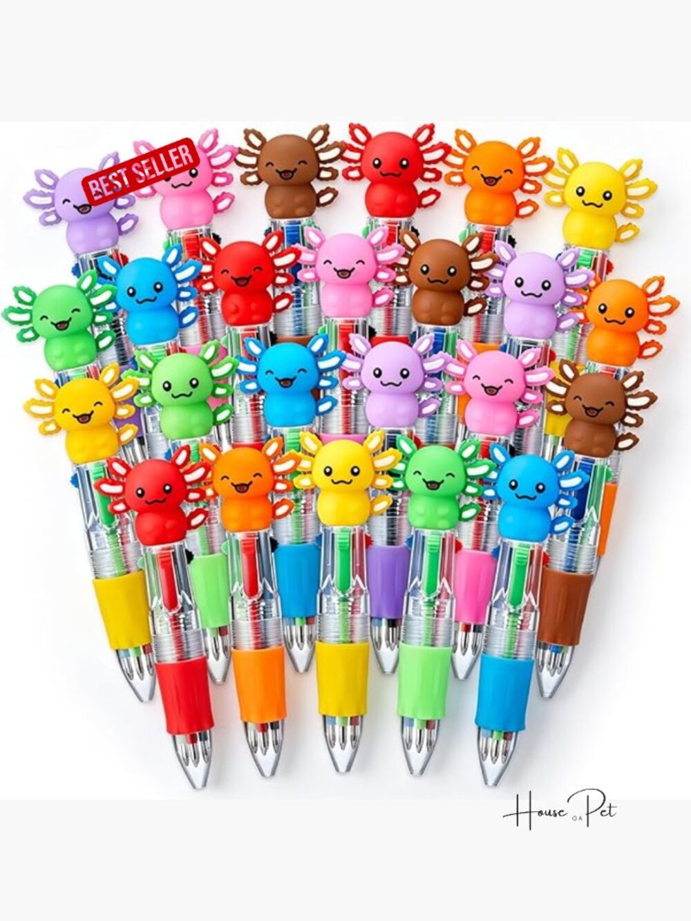 4-in-1 Axolotl Cartoon Ballpoint Pens Bulk Fun Gift Writing